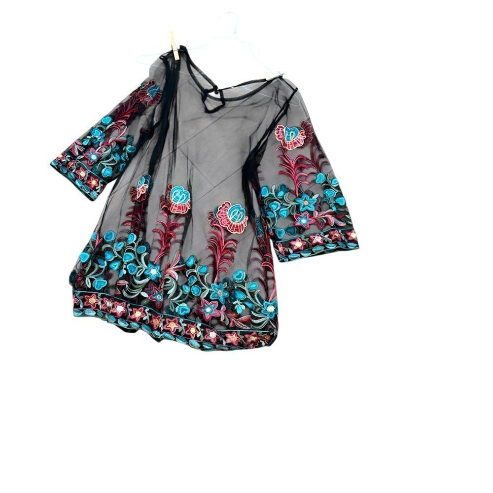 Floral Embroidered Sheer Top